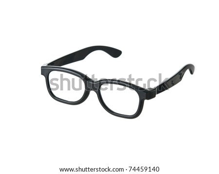 Geeky funny black glasses on pure white background