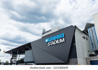 Geelong, Australia - October 14, 2018: GMHBA Stadium Or Kardinia Park Is The Home Ground Of The Geelong Cats AFL Club. Until 2018 It Was Known As Skilled Stadium.