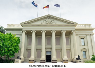 Geelong, Australia - October 14, 2018: Geelong Town Hall Was Built In 1855. It Is The Seat Of The City Of Greater Geelong Council.