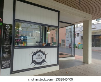 Geelong, Victoria - April 24 2019 The Hole In The Wall Cafe In The Little Malop Street Mall