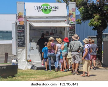 Geelong, Victoria - January 26 2019 Timboon Ice Cream Food Truck At Eastern Beach During The Australia Day Long Weekend