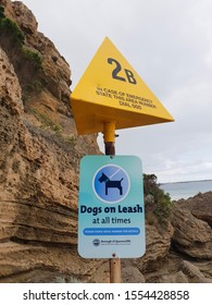 Geelong, Victoria - September 24 2019 A sign saying "Dogs on leash at all times' sign at the Point Lonsdale beach.
