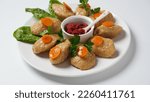 Gefilte fish with carrots, lettuce, horse radish. Passover traditional Jewish food - celebration concept