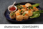 Gefilte fish with carrots, lettuce, horse radish. Passover traditional Jewish food - celebration concept