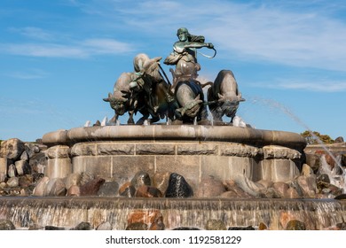 Gefionspringvandet, Gefion Fountain, With Statue Of The Goddess Gefjon.