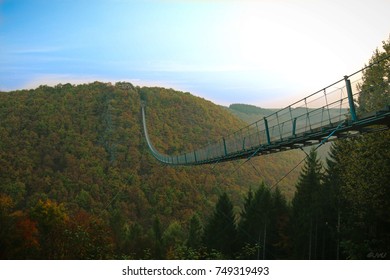 The Geierlay Rope Bridge Near The Village Sosdorf - Sideview