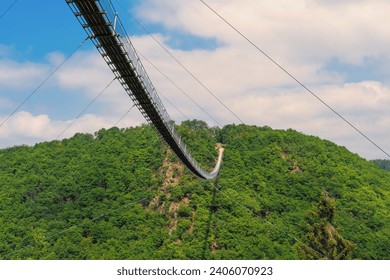 The Geierlay suspension cable bridge is a pedestrian cable bridg