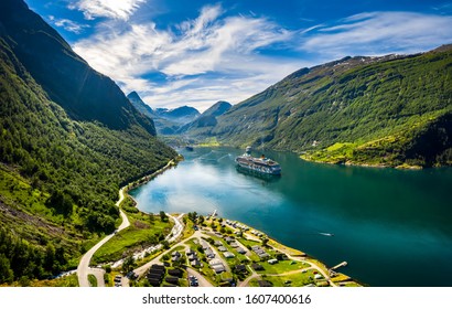Geiranger fjord, Beautiful Nature Norway. The fjord is one of Norway's most visited tourist sites. Geiranger Fjord, a UNESCO World Heritage Site