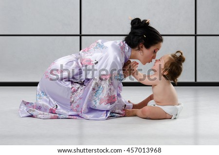 geisha and sumo wrestler