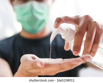 Gel and mask to prevent virus infection and plague, prevent covid-19 virus - Shutterstock ID 1665158911