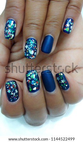 Gel Nail Art Navy Blue Stock Photo Edit Now 1144522499 Shutterstock
