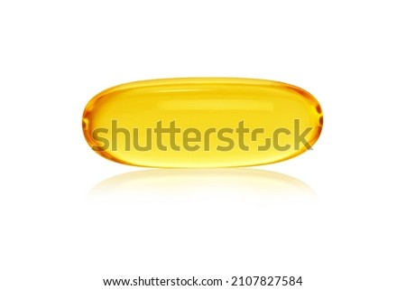 Gelatin capsule of omega 3, 6, 9 fish oil, vitamin isolated on white background. 