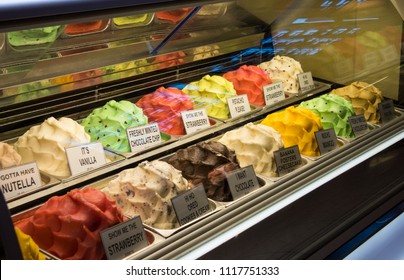 Gelato In Display Case 