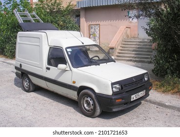 Gelendzhik, Russia - August 14, 2007: White Panel Van Renault Express In A City Street.