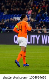 GELSENKIRCHEN - NOV 19, 2018: Virgil Van Dijk 4. Germany - Netherlands. UEFA Nations League. Schalke 04 Stadium.