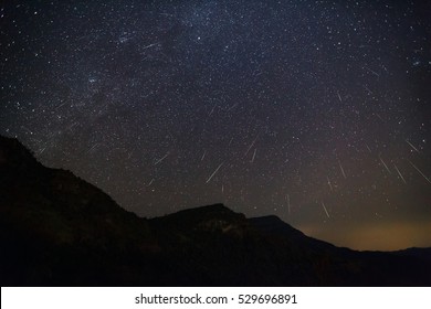 Geminid Meteor In The Night Sky