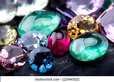 Gemstones Collection Jewelry Set Photo Black Stock Photo (Edit Now ...