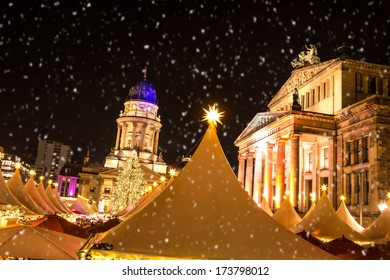 Gendarmenmarkt Christmas Market And Snow In Berlin