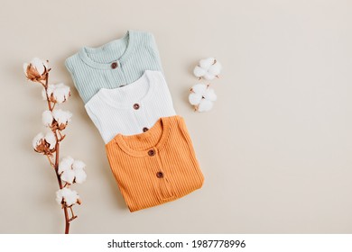Gender neutral baby garment. Organic cotton clothes, newborn fashion - Shutterstock ID 1987778996