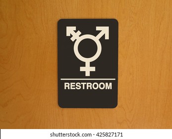  Gender Neutral Symbol On Restroom Door                              