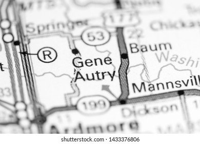 Gene Autry. Oklahoma. USA On A Map