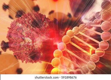 Gene Therapy For Cancer Treatment Concept Cancer Therapy With T-cell And DNA 