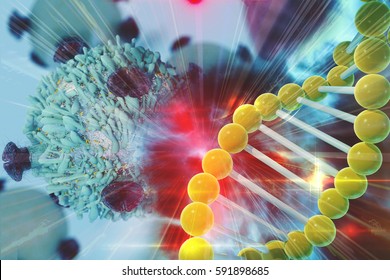 Gene Therapy For Cancer Treatment Concept Cancer Therapy With T-cell And DNA 