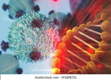 Gene Therapy For Cancer Treatment Concept Cancer Therapy With T-cell And DNA 