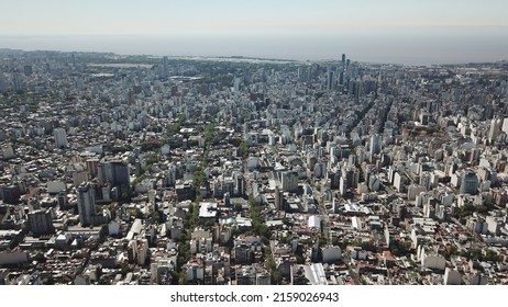 General aerial shot made with drone of the buildings of the city of Buenos Aires