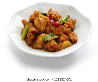 General Tso’s Chicken, American Chinese Cuisine Isolated On White Background