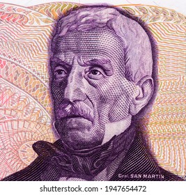 General Jose de San Martin Portrait from Argentina Banknotes.
