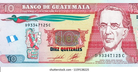 General Miguel Garcia Granados. Portrait from Guatemala 10 Quetzales 2006 Banknotes. 