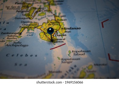 General Santos, City In Philippines Pinned On Geographical Map