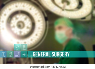 General Surgery Medical Concept Image With Icons And Doctors On Background