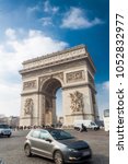 general view of the Arc de Triomphe, Paris, France Europe, with vehicles