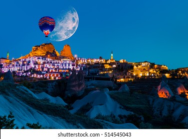 General view of the Cappadocia at night "Elements of this image furnished by NASA"