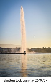 General view of Geneva/The city of Geneva, the Leman Lake and the Water Jet, in Switzerland, Europe, general and aerial view