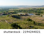 General view of Hattusa was the capital of the Hittite Empire in the late Bronze Age. Its ruins lie near modern Bogazkale. Corum, Turkey.