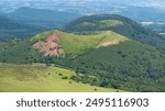 General view ot the Puy de Pariou, also known as Puy Pariou or Le Pariou, a volcano located in the Chaîne des Puys, in the Massif Central region, France.