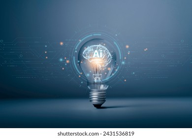 Generate AI technology. Machine learning on the big data network, Brain data creative in a light bulb to technology smart robot science and artificial intelligence technology, innovation of futuristic - Powered by Shutterstock