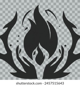 Generate a simple black on transparent background icon representing the spell Ignite Flame