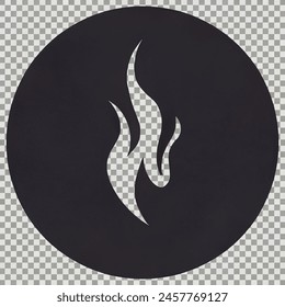 Generate a simple circular black on transparent background pictograph representing the spell Ignite Flame