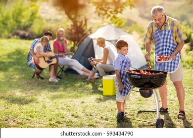 Generation Family Cooking On Grill On Stock Photo 593434790 | Shutterstock