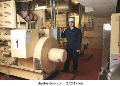 A Generator  In A Hospital With A Repair Men.