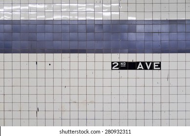 Generic abstract of old subway wall with blue tiles