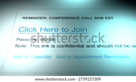 A Generic Conference Call Passcode Email from Inbox