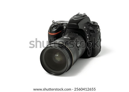 Generic digital SLR camera with 24 to 70 millimeters lens isolated on white background with clipping path included