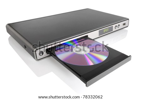 Generic DVD CD MP3 JPEG player isolated on white.