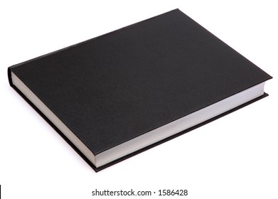 Generic Hard Bound Black Book With Blank Cover, Isolated On White Background.