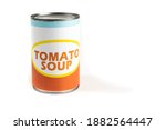 A generic labelled food can of tomato soup isolated on white